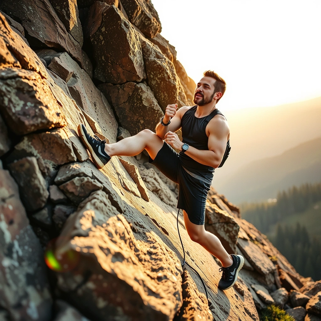 Active man in natural outdoor setting representing vitality and energy